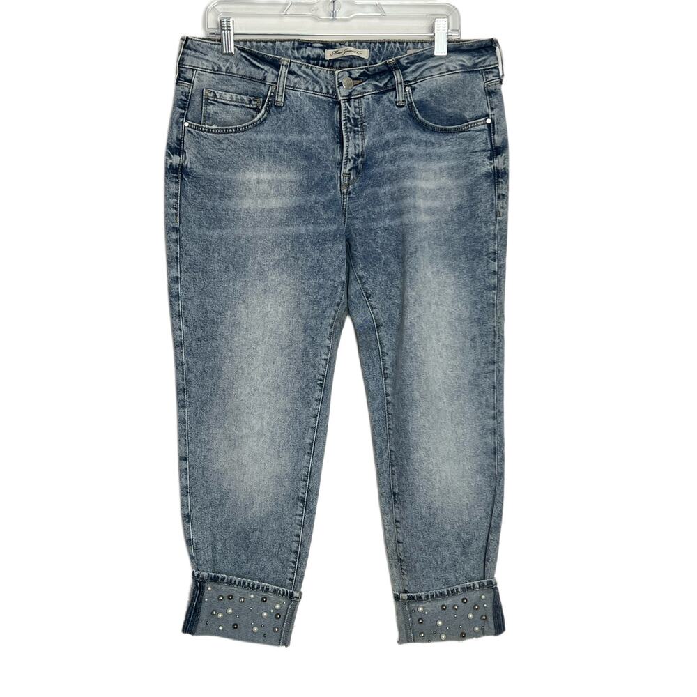 Mavi Jeans Light Blue Wash ADA Boyfriend With Pearl Cuffs Size L (30)